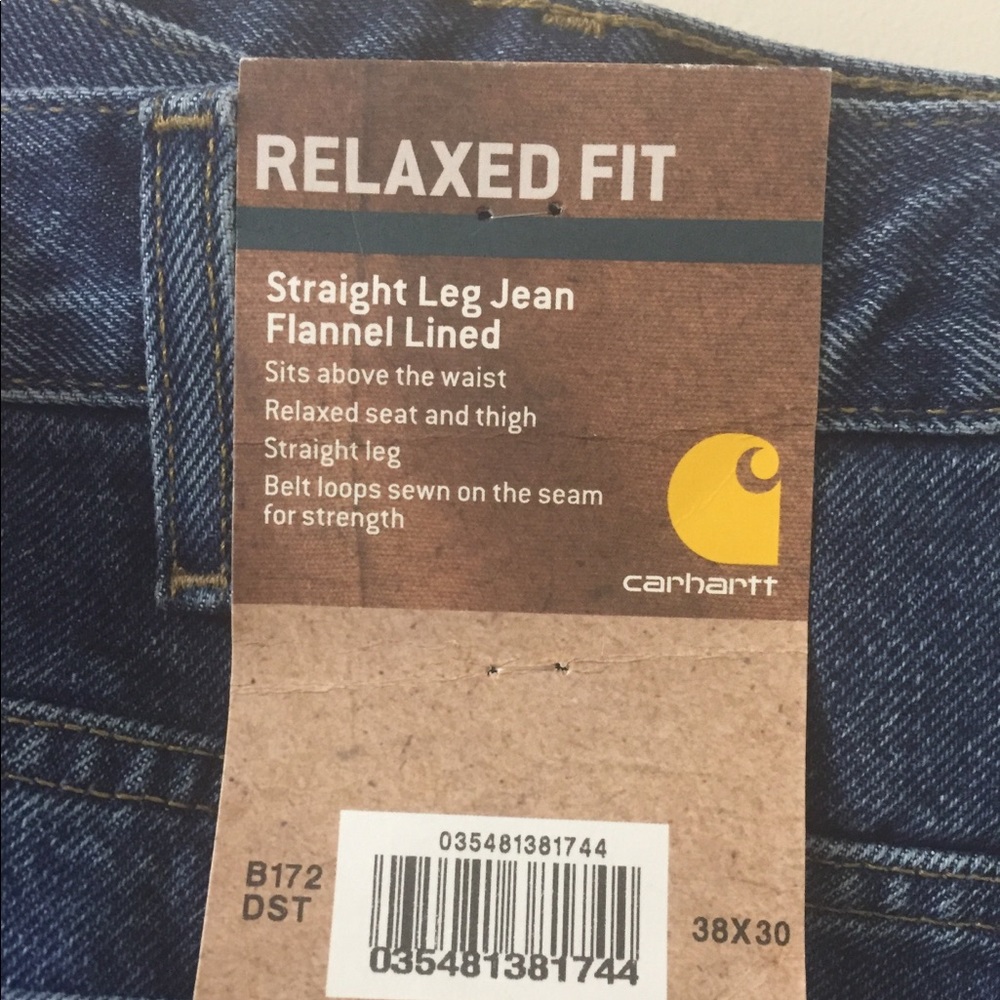 38x30 Carhartt Flannel Lined  Jeans